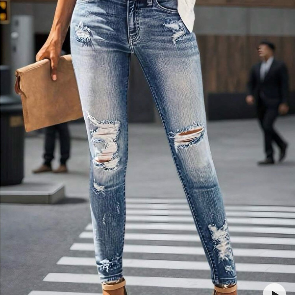 Distressed Blue Jeans for Women